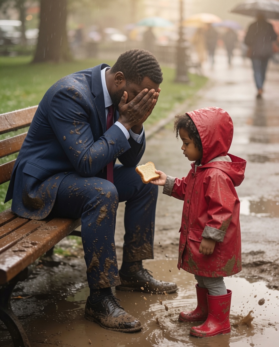 “DO YOU CRY FROM HUNGER, TOO?” the beggar girl asked the millionaire and offered him her last piece of bread. What happened next left everyone frozen…