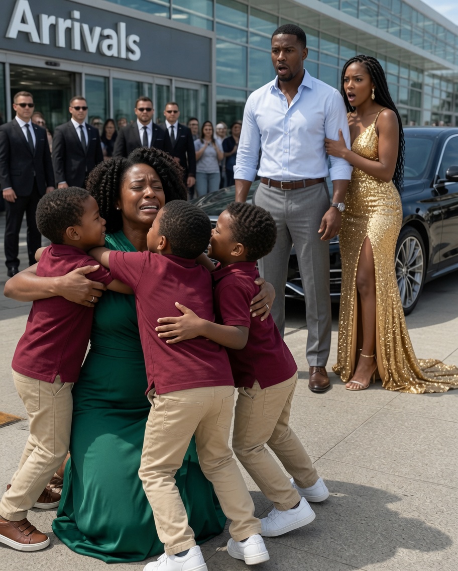 “My billionaire ex-husband sat beside me on a flight just to shame me—then three little boys stepped out of a Bentley and ran toward me, calling, “Mom!”