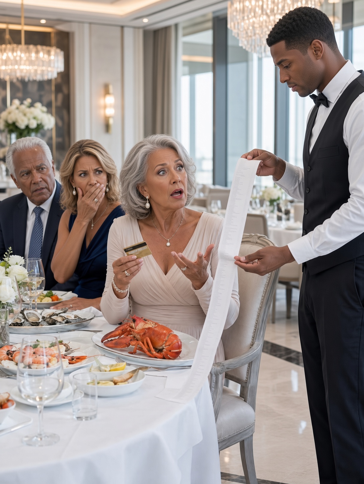 My mother-in-law brought thirty people to her birthday dinner and announced in front of everyone, “My daughter-in-law is paying, so order whatever you want.” When I saw the bill approaching $5,000, I pretended I was going to the restroom and quietly walked out. Two hours later, I had fifty missed calls from my husband, but he still had no idea what documents I had just taken with me.
