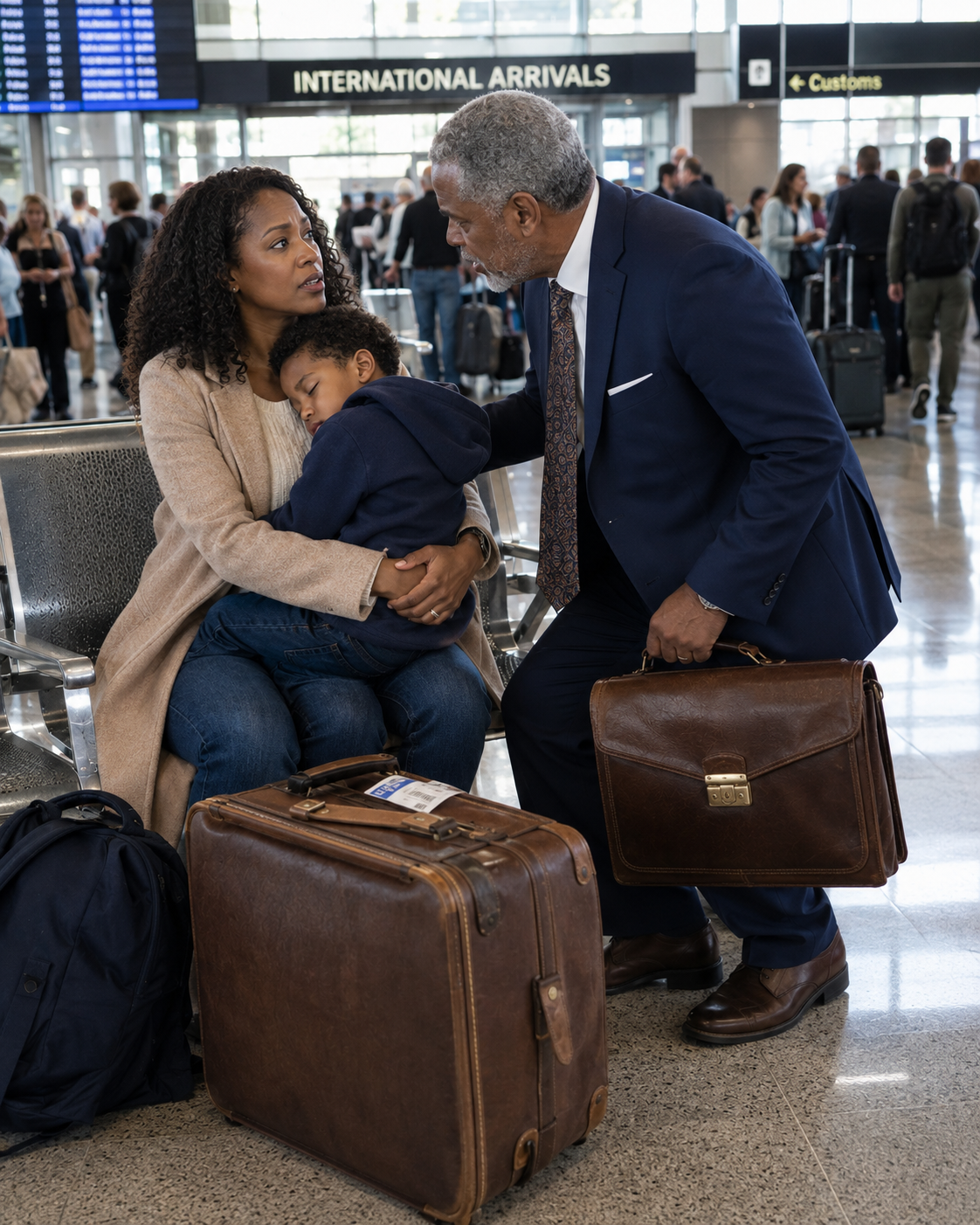 Landing early at midnight, I froze seeing my widowed daughter-in-law huddled at JFK with my grandson. “Beatrice banished us,” she wept. I rushed them to the estate, kicking the doors open just as my sister toasted her hostile takeover