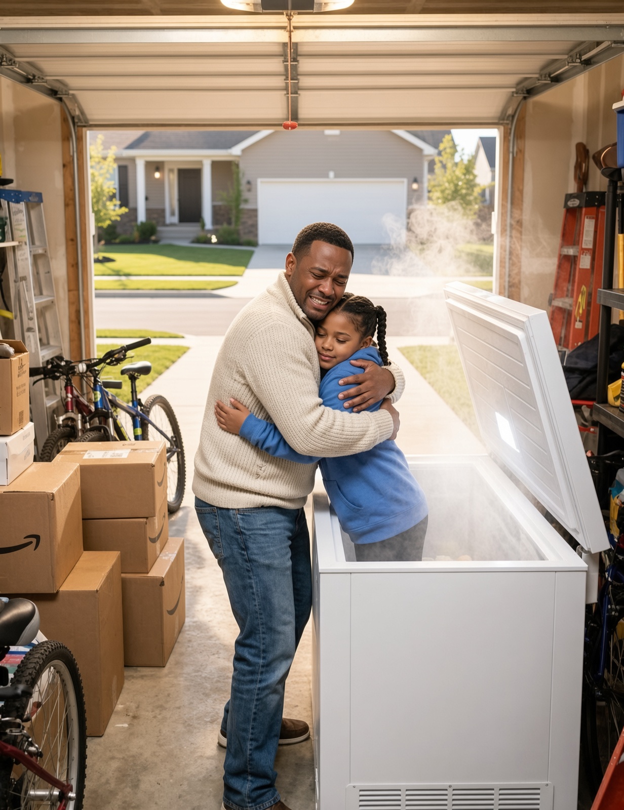 Three weeks after our divorce, I returned to pick up a few forgotten boxes. Then I heard my daughter crying for help from the garage. She was trapped inside a freezer. What she whispered after I pulled her out changed everything I believed about the family I’d once trusted…