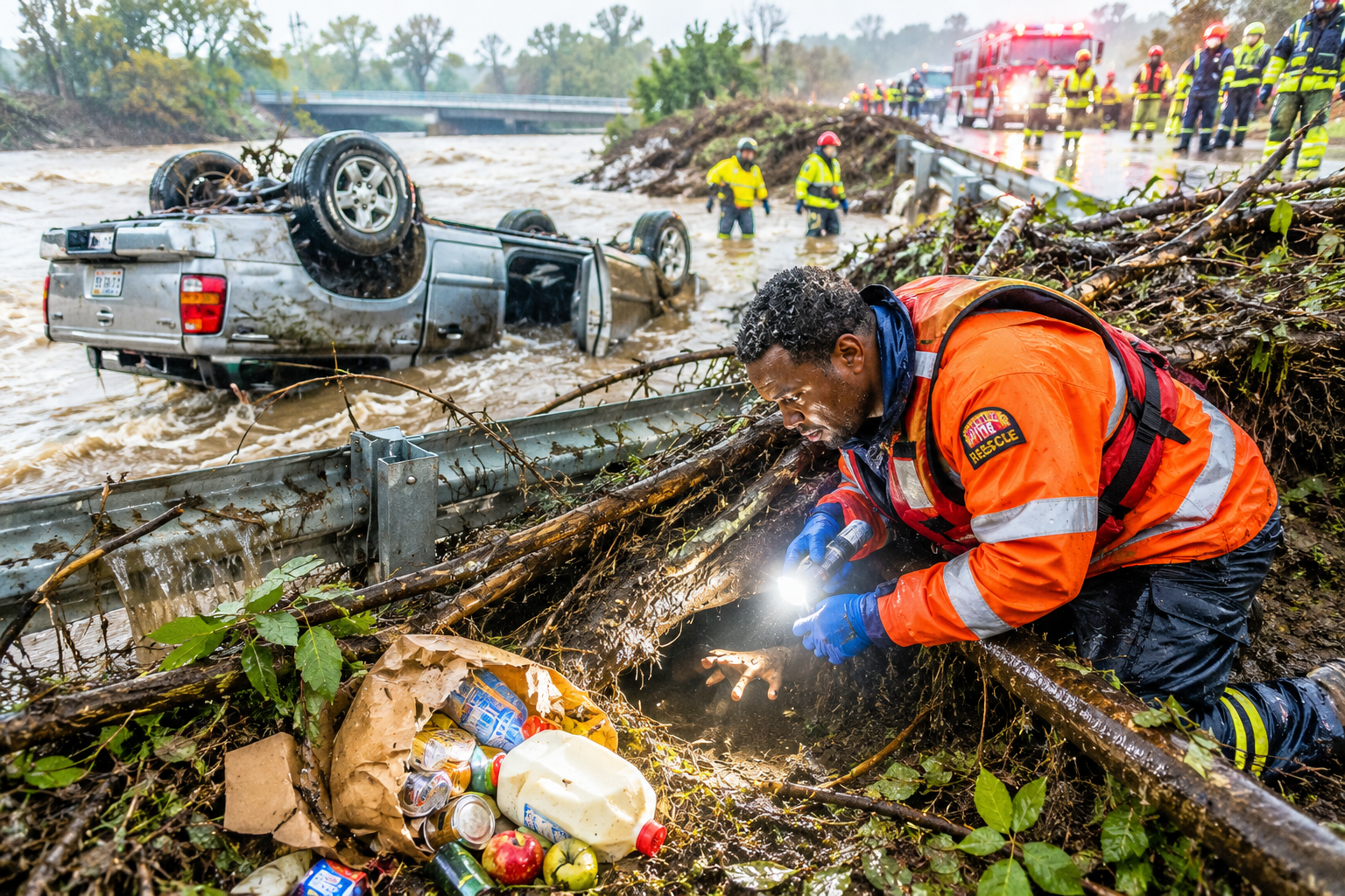 "A 7-Year-Old Called 911 After 4 Days Alone. The Whole Neighborhood Called Her Father a Monster — Then Rescuers Found His Truck in a Flooded Ditch"