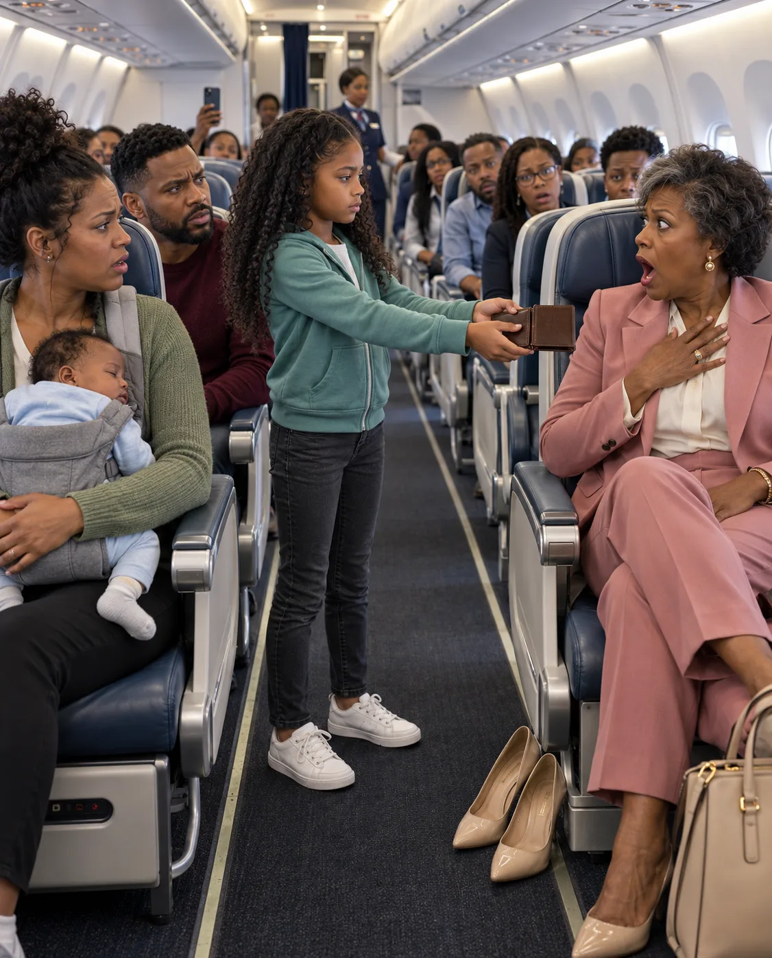 A Stranger Stole the Airplane Seat I Paid Extra For—Ten Minutes After Takeoff, My 10-Year-Old Daughter Stood Up and Said One Sentence That Silenced the Entire Cabin