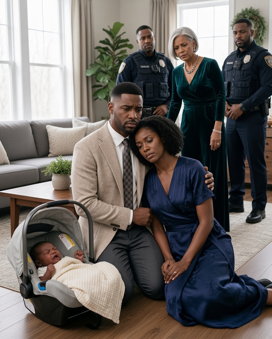 I Returned Early From a Business Trip and Found My Wife Unable to Leave Her Room While Our 6-Week-Old Son Was Cold Beside an Open Window—Downstairs, My Mother Was Hosting an Elegant Party as Though Everything Was Fine. I Took My Wife and Baby and Left Without an Argument. She Believed She Still Controlled My Home… Until the Moving Trucks Arrived the Following Morning