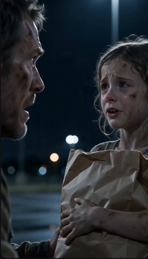 The little girl stole the milk and returned it to her father.