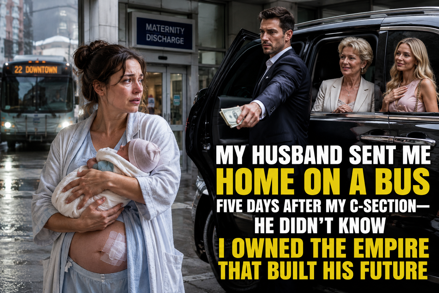 My Husband Sent Me Home on a Bus Five Days After My C-Section—He Didn't Know I Owned the Empire That Built His Future