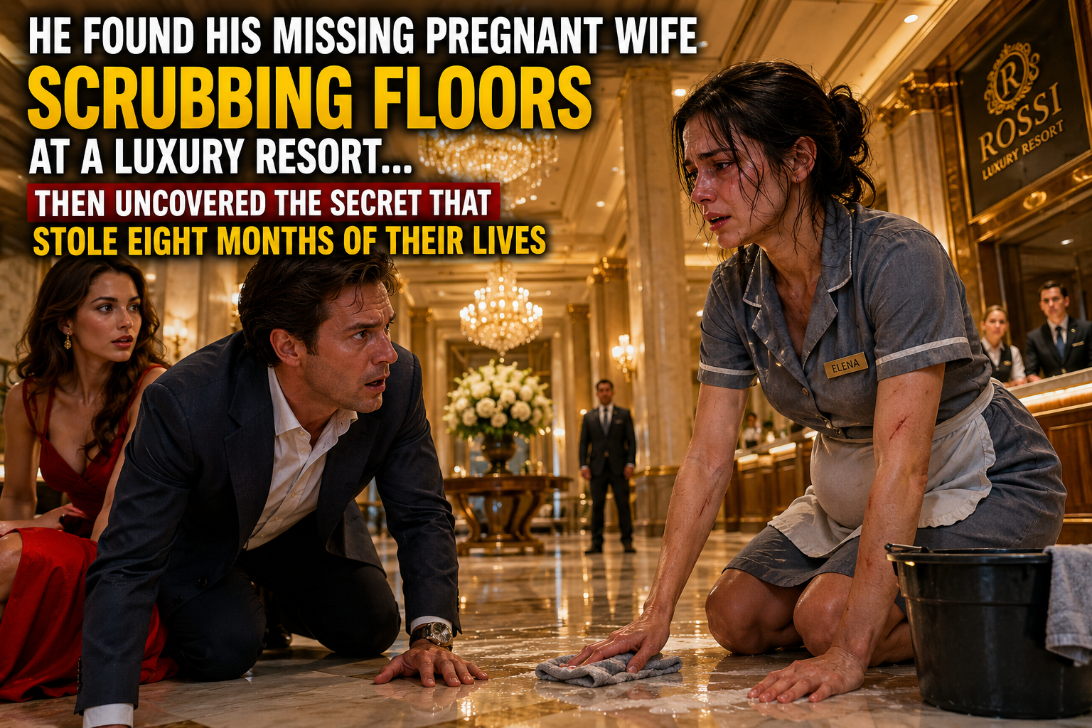 🔥 He Found His Missing Pregnant Wife Scrubbing Floors at a Luxury Resort… Then Uncovered the Secret That Stole Eight Months of Their Lives