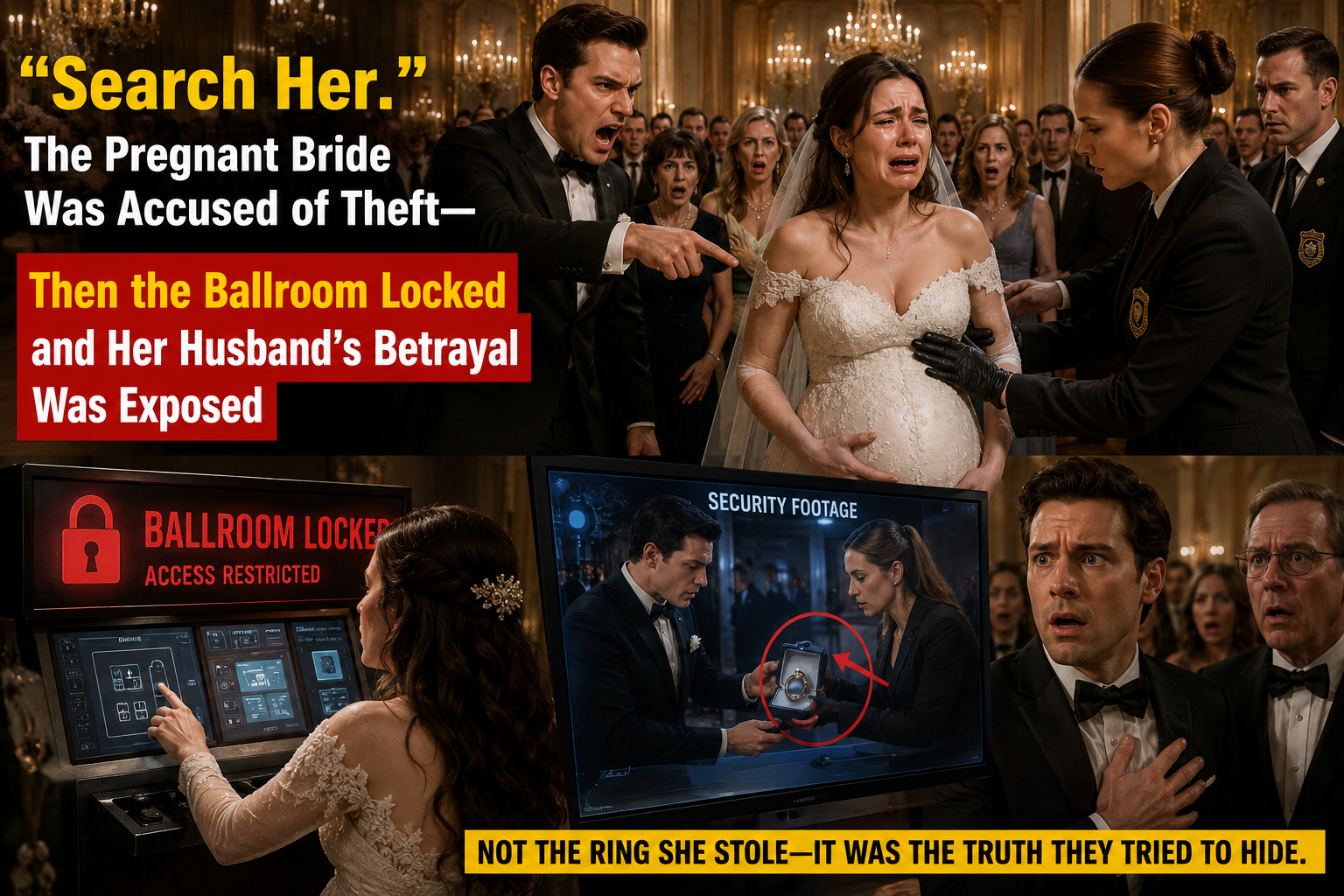 🔥 “Search Her.” The Pregnant Bride Was Accused of Theft—Then the Ballroom Locked and Her Husband’s Betrayal Was Exposed