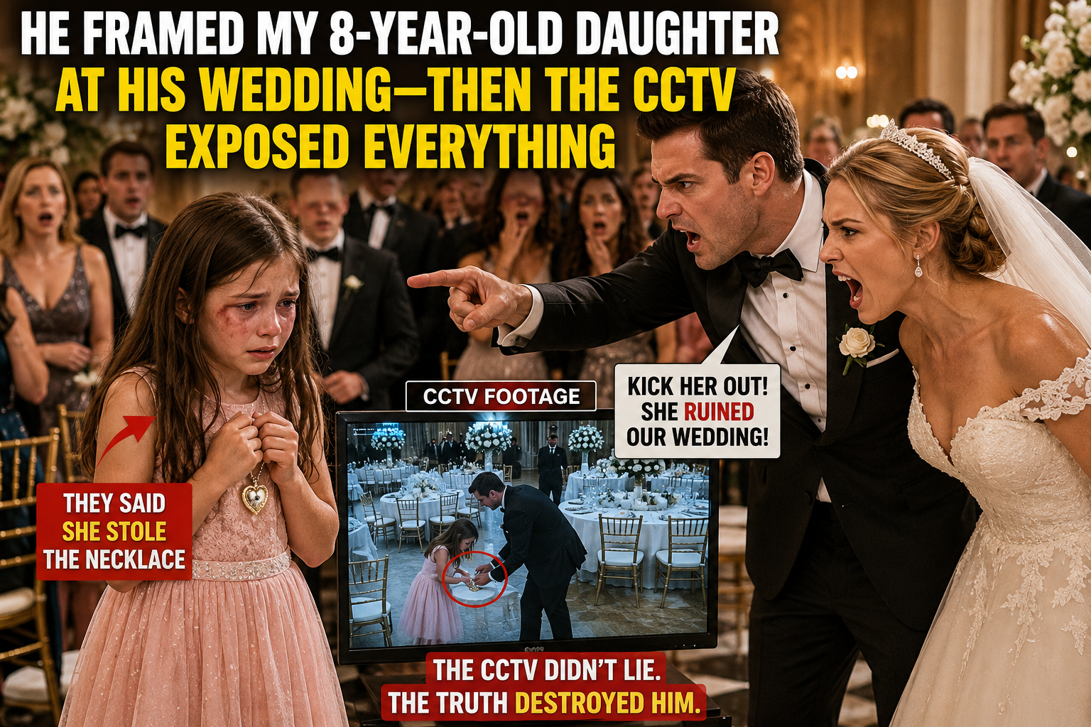 🔥 He Framed My 8-Year-Old Daughter at His Wedding—Then the CCTV Exposed Everything