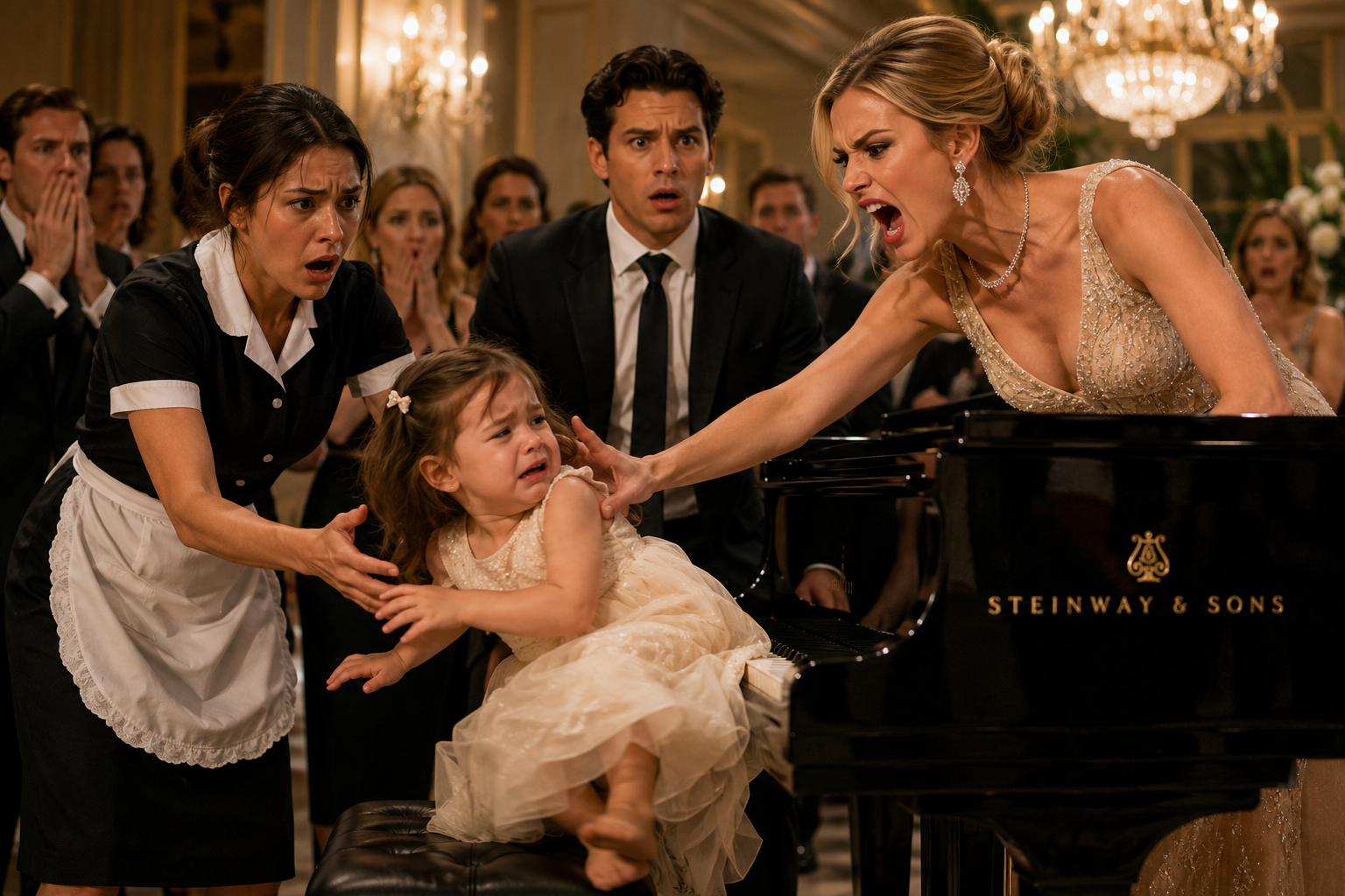 🔥 The Billionaire's Fiancée Pushed the Maid's Daughter from the Piano—Then He Saw His Own Eyes Looking Back
