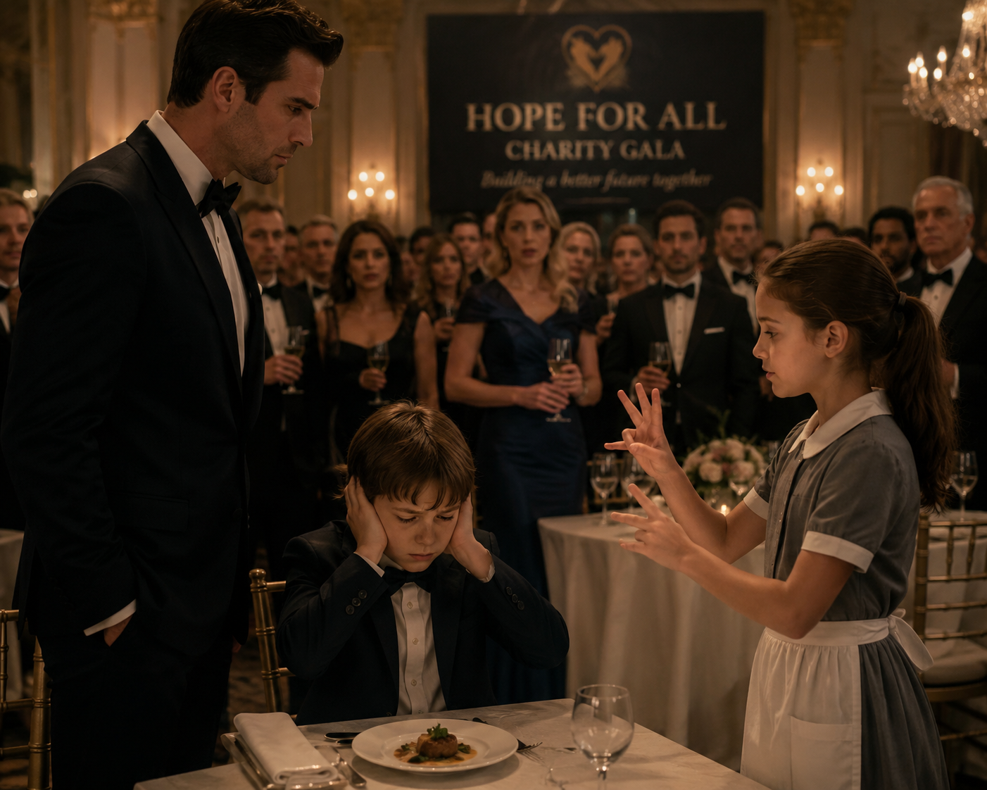 The CEO Left His Deaf Son Alone at a Charity Gala—A Maid's Daughter Changed Everything in Seconds