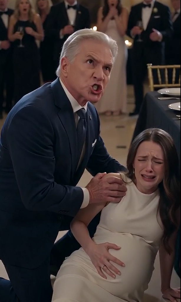 My husband brutally shoved me—seven months pregnant—into a gleaming mahogany table in the middle of a lavish charity gala, all to protect his wealthy mistress...