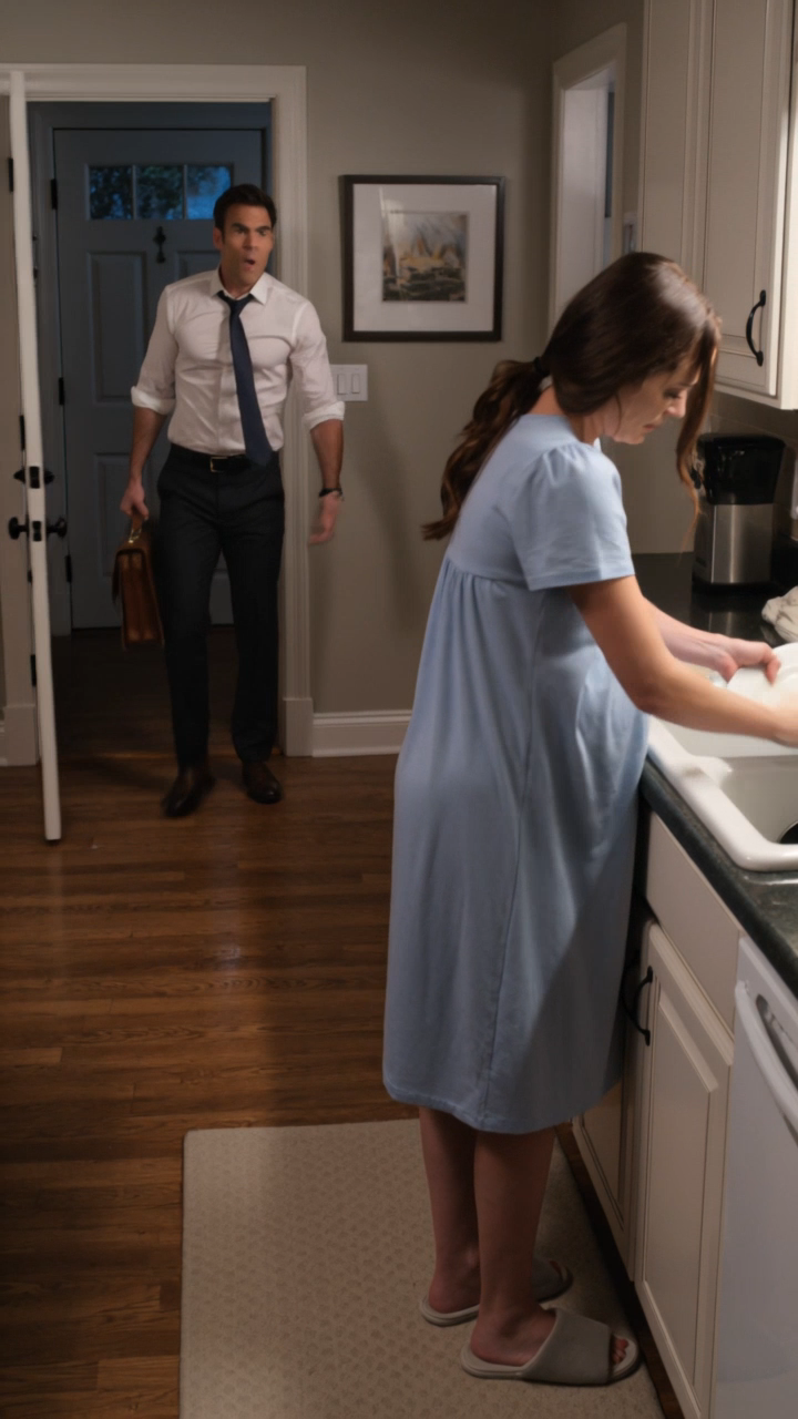He walked through the front door at exactly 10:00 PM. Then he stopped. His wife stood at the kitchen sink. Eight months pregnant. Her dress was damp with sweat.