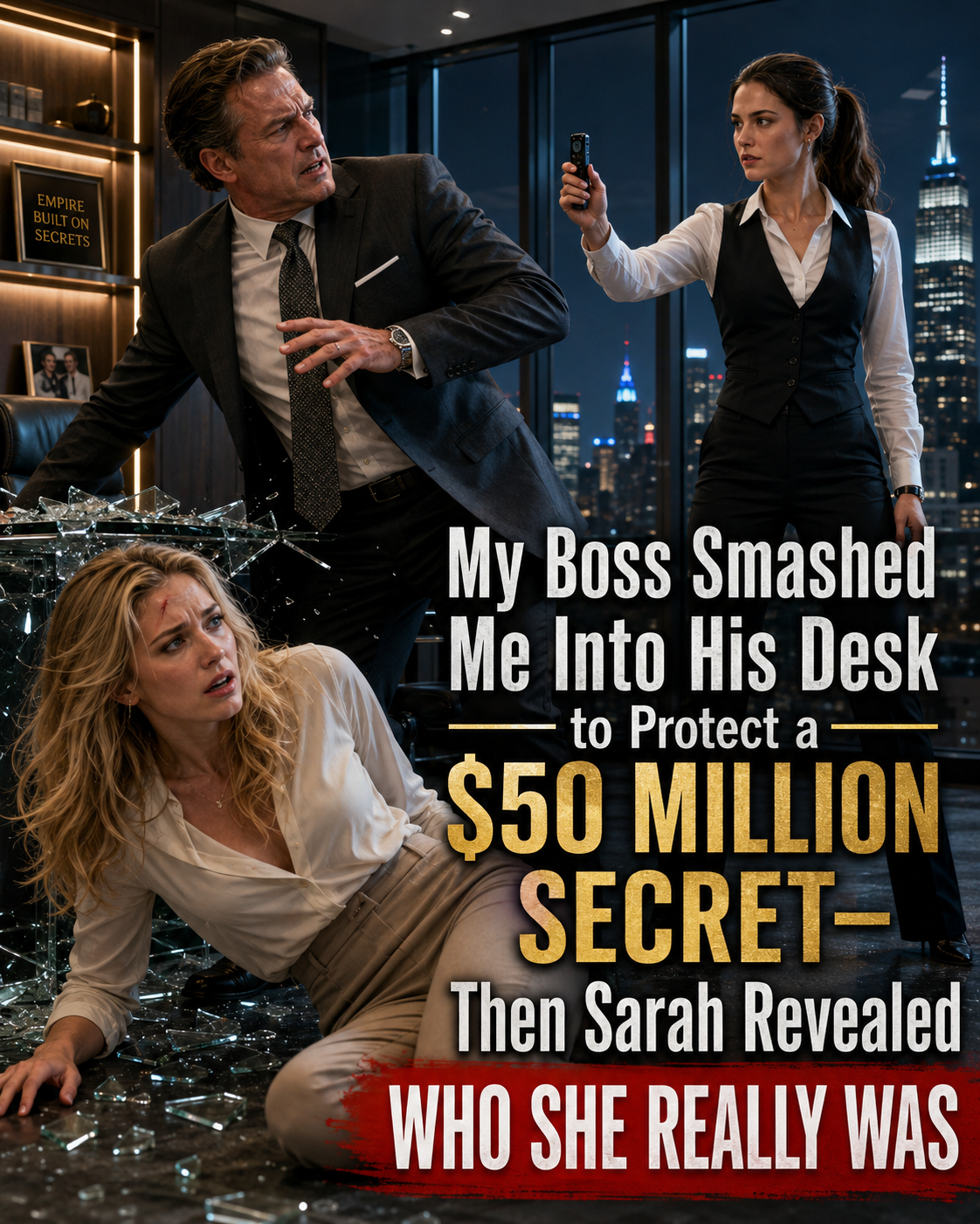 My Boss Smashed Me Into His Desk to Protect a $50 Million Secret—Then Sarah Revealed Who She Really Was