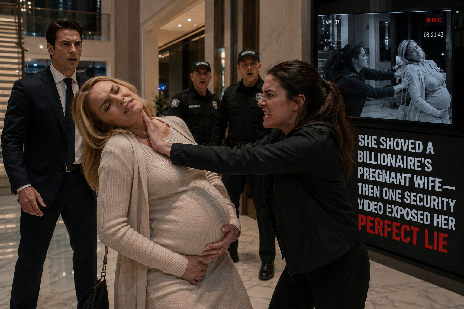 SHE SHOVED A BILLIONAIRE'S PREGNANT WIFE—THEN ONE SECURITY VIDEO EXPOSED HER PER