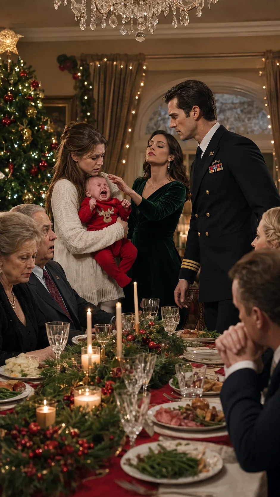 My Sister Hit My Six-Month-Old Baby at Christmas Dinner and Laughed—Then My Military Husband Stood Up and Said Two Words That Exposed Years of Family Secrets