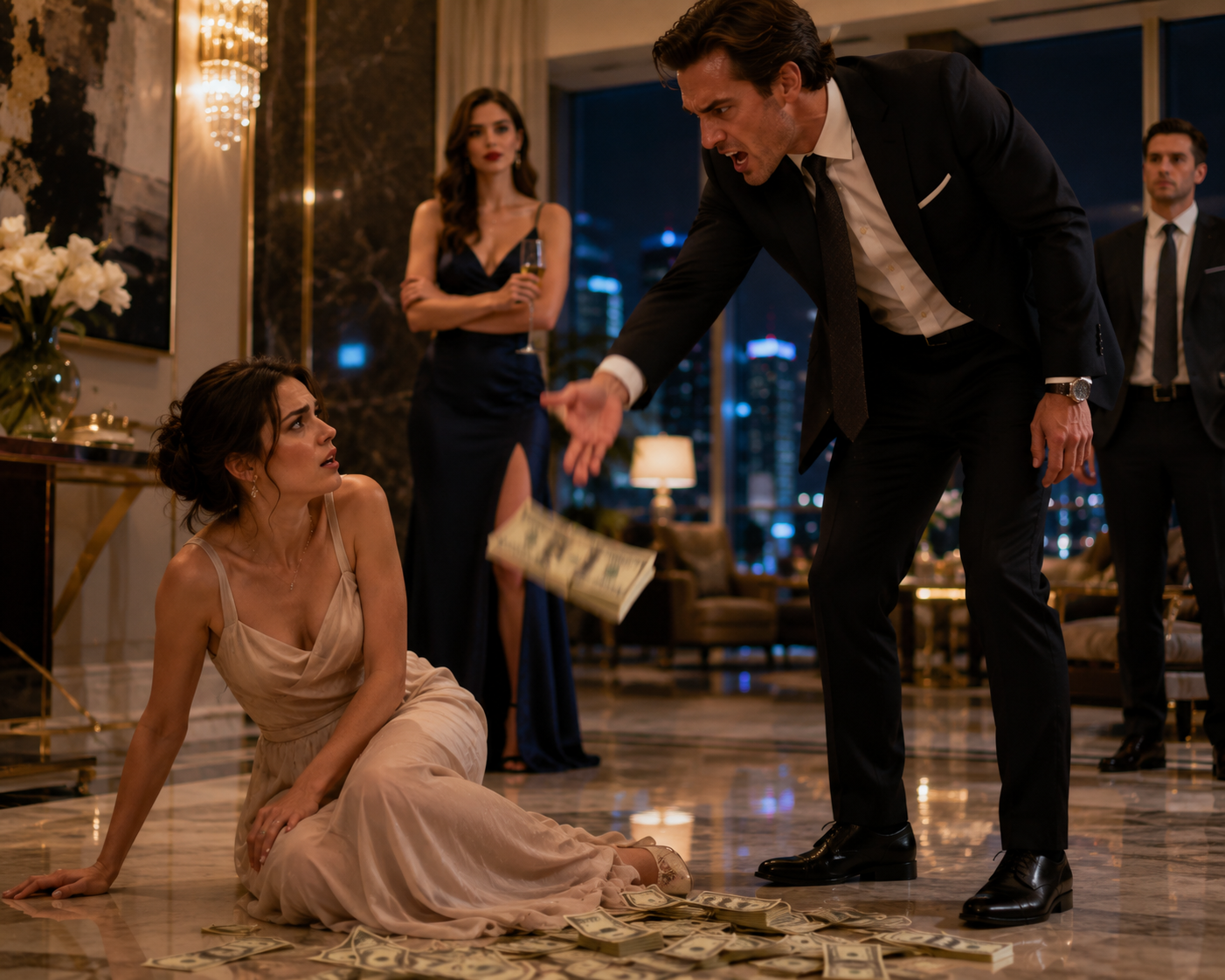 My husband threw money at my feet right in front of his mistress—and then a single phone call shattered everything he had painstakingly built.