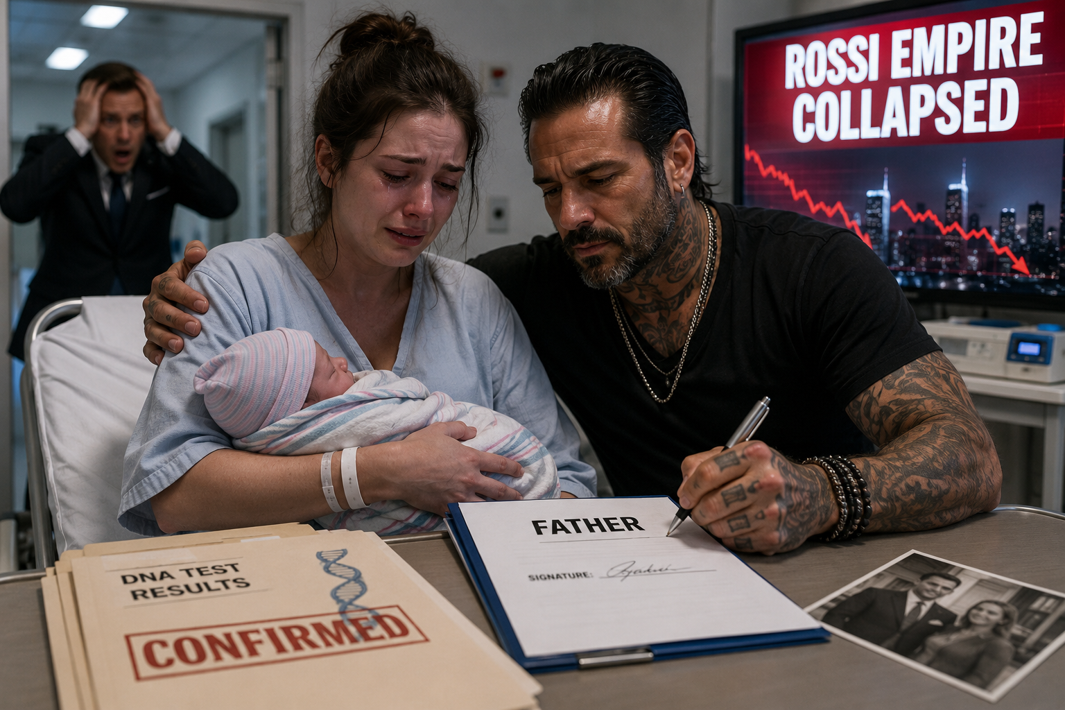 MY HUSBAND ABANDONED ME AND OUR NEWBORN AT THE HOSPITAL—THEN A TATTOOED STRANGER SIGNED THE “FATHER” LINE… AND EXPOSED THE DNA SECRET THAT DESTROYED MY HUSBAND’S EMPIRE
