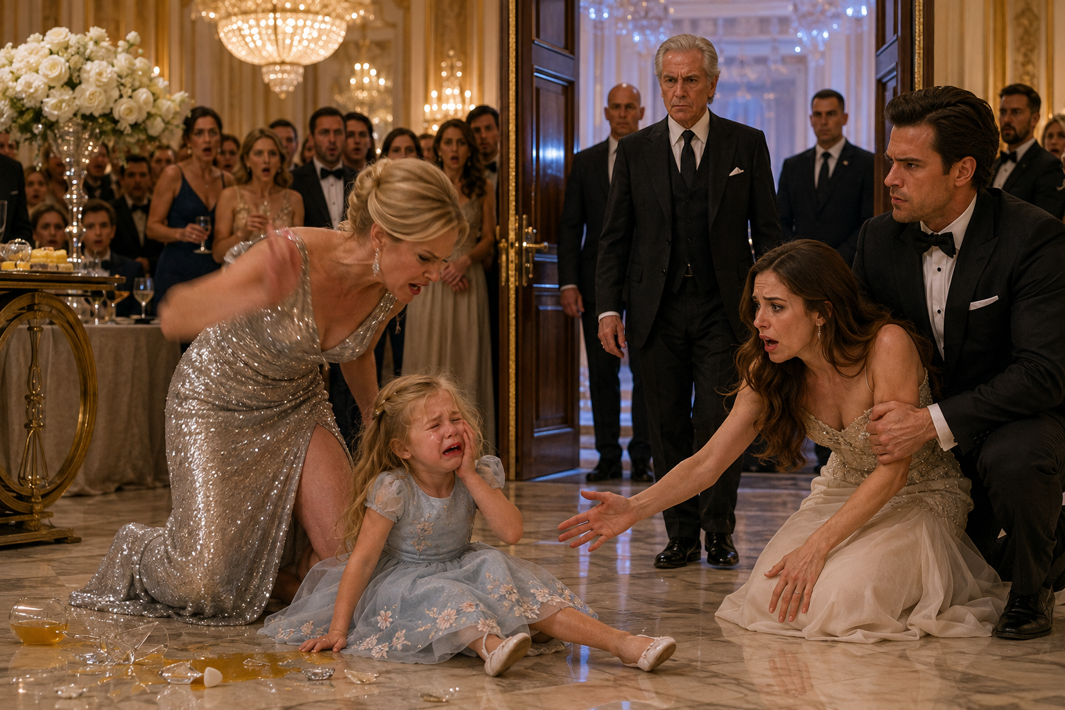 The Billionaire’s Son-in-Law Let His Mistress Slap His Five-Year-Old Daughter—Then Her Grandfather Walked Into the Ballroom