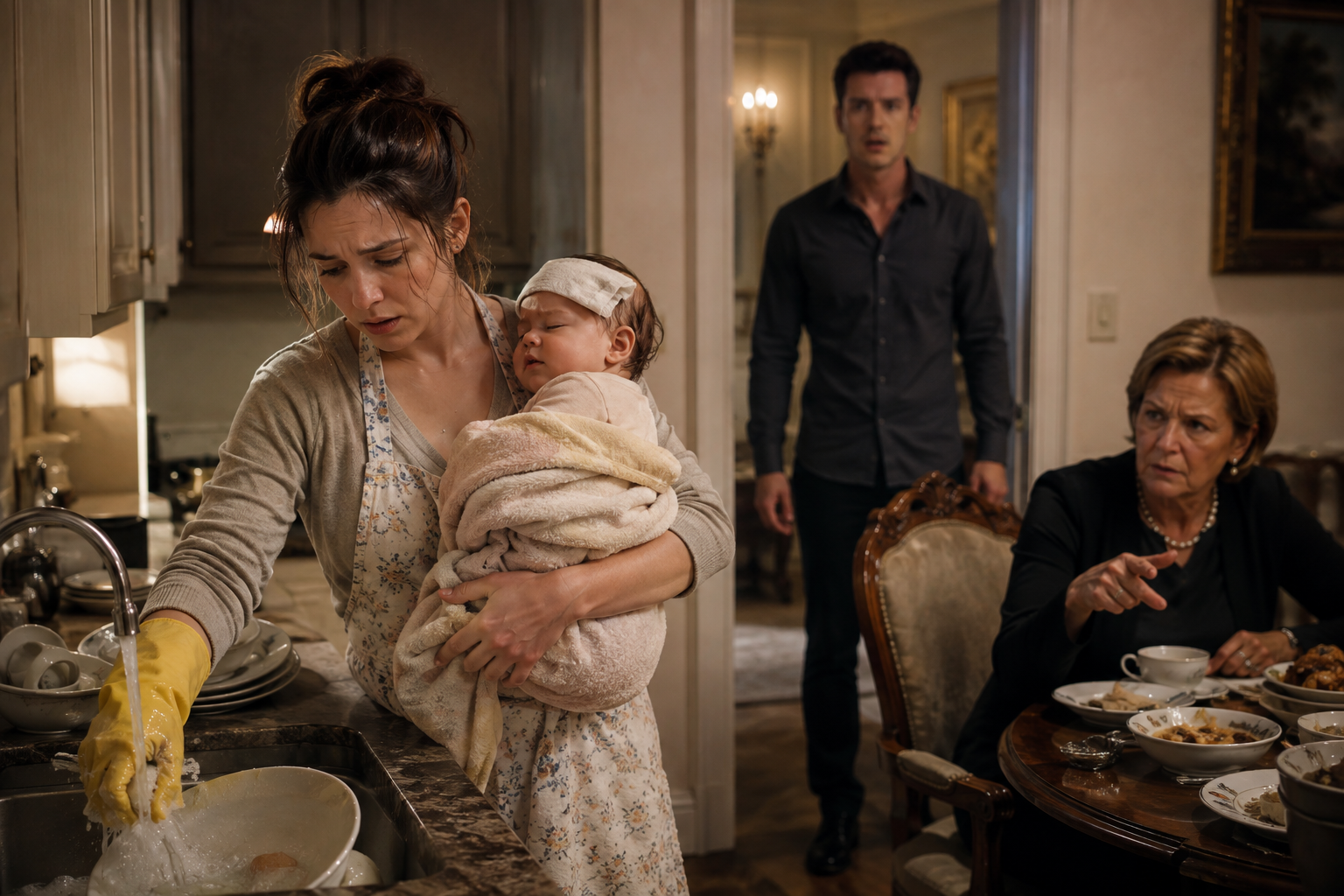 My Wife Held Our Feverish Baby in One Arm While Washing My Mother’s Dirty Dishes With the Other—But What I Found Next Changed Everything.