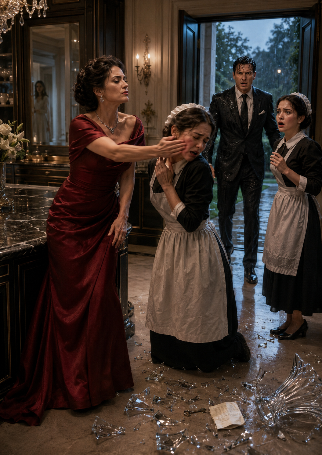 The Millionaire’s Wife Slapped Two Maids Over a Broken Vase—Then the Hidden Key Proved His Dead First Wife Was Alive