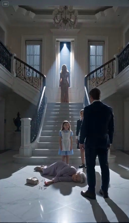 The little maid’s daughter saw what the billionaire’s fiancée did at the top of the stairs
