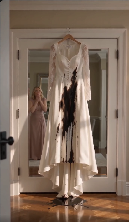 """My cruel mother-in-law poured filthy garbage water over my wedding dress to humiliate me, but I boldly walked down the aisle anyway because I held a dark secret that would destroy her entire family by midnight..."" ""My mother-in-law poured something filthy over my wedding dress and left a note: “Know your place.” In front of 200 guests, I put it on anyway, took my father’s arm, and walked down the aisle without shedding a tear. Then I smiled at the groom and whispered, “Your mother forgot one thing — I know the secret that will destroy you both.” My mother-in-law destroyed my wedding dress three hours before I was supposed to marry her son. She poured black, sour-smelling garbage water down the silk bodice, folded a note into the lace, and wrote, “Know your place.” For ten seconds, I just stared at it. The dress hung from the closet door like a wounded ghost. Pearl buttons. Hand-sewn sleeves. My mother’s veil tucked carefully beside it. The stain had spread across the front in a dark, ugly splash, dripping onto the hardwood floor of the bridal suite. Behind me, my maid of honor, Tessa, gasped. “Maya… who did this?” I picked up the note with two fingers. I knew the handwriting. Eleanor Whitmore wrote every ins:ult like a thank-you card. I had spent two years being smiled at, corrected, measured, and dismissed by that woman. She called me “sweetheart” when she meant servant. She asked if my father was “comfortable” paying for his suit. She told her friends I was “pretty enough, for someone without background.” And Daniel, my fiancé, always kissed my forehead and said, “She’s just protective.” Protective. That was what he called cruelty when it wore pearls. Tessa grabbed her phone. “We’re calling security.” “No,” I said. She blinked. “No?” I looked at myself in the mirror. My hair was pinned perfectly. My makeup was soft, expensive, flawless. My hands were steady. The woman staring back at me did not look broken. She looked finished waiting. My father knocked once and stepped in. He saw the dress. His face went pale, then red. “Maya.” “I’m wearing it,” I said. “No, baby.” “Yes.” Tessa whispered, “You can’t walk in front of two hundred people like that.” I turned to her. “That’s exactly why I can.” Downstairs, the string quartet had started. Guests were being seated beneath white roses and crystal chandeliers. The Whitmores had invited judges, bankers, donors, senators, people who loved clean reputations and dirty secrets. They believed I was a lucky girl marrying up. They had no idea I had spent six months marrying down with my eyes wide open. I slid into the ruined dress. The cold stain touched my skin. My father’s jaw tightened, but he offered me his arm. At the chapel doors, he whispered, “Tell me what to do.” I sque:ezed his hand. “Walk slowly.”...To be continued in C0mments 👇