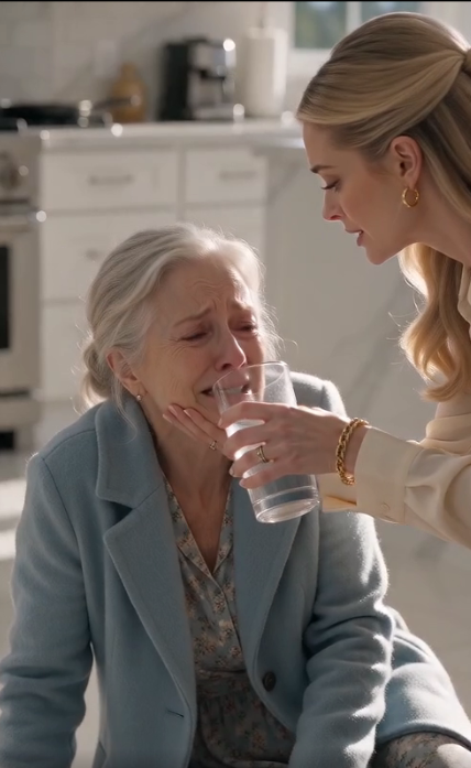 The cruel daughter-in-law sneered those vicious words as she violently slapped her mother-in-law to the floor.