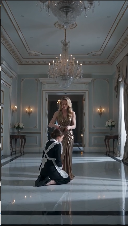 "Staff who embarrass me do not belong here." That's what she said, holding up a fistful of severed hair and a pair of silver scissors, while a pregnant maid knelt on the marble floor in front of a staircase full of horrified guests.
