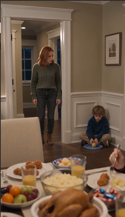 My mother-in-law made my son eat alone while the rest of them had a full dinner.  Dustin was seven.