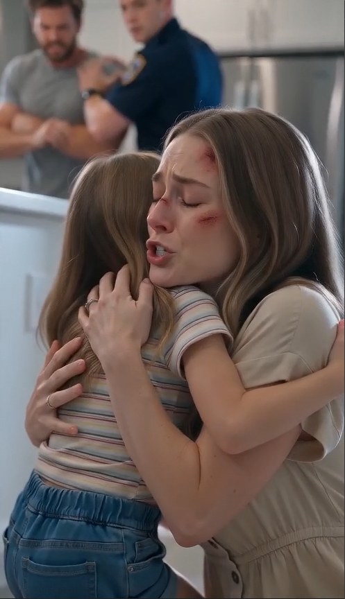 Her husband slapped her while their daughter was dying in the next room.  Then the police knocked.