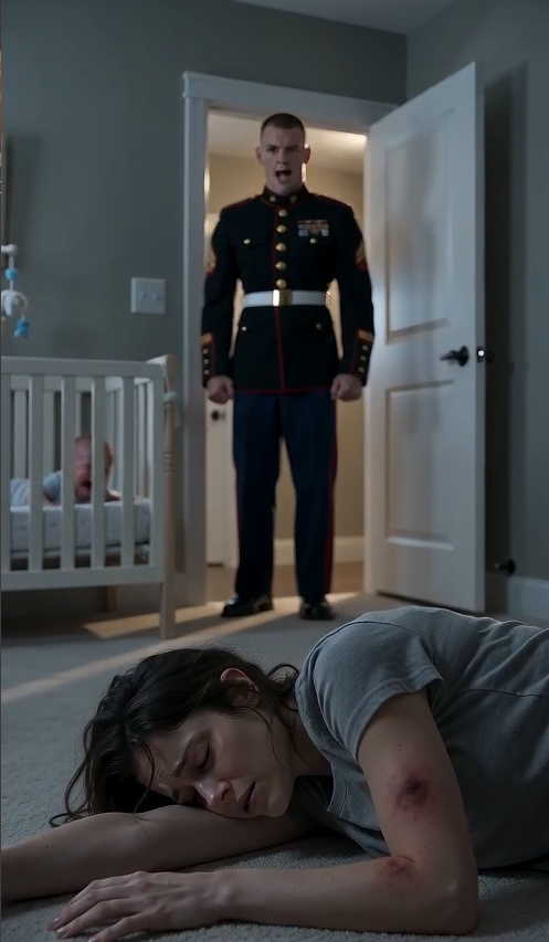 After Eight Months Away on Military Duty, I Came Home to Find My Newborn Son Burning With Fever and My Wife Curled Up Beside His Crib, Her Arms Covered in Bruises.