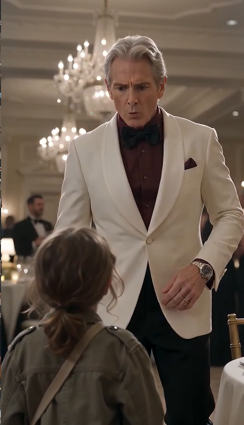 ✨ In the middle of a lavish, crystal-lit high-society gala, an unexpected disruption brought the entire room to a sudden halt: a scruffy little girl bolted right past the heavy security detail. 🏃‍♀️💨