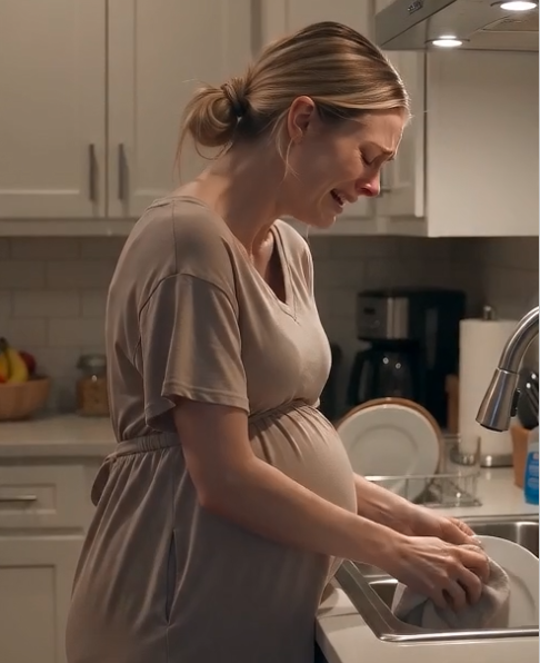 He came home at 10 PM and found his 8-month pregnant wife crying over a sink full of dirty dishes. His