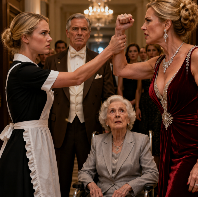 She Grabbed a Billionaire’s Wife Mid-Slap—What Happened Next Shocked the Entire Mansion