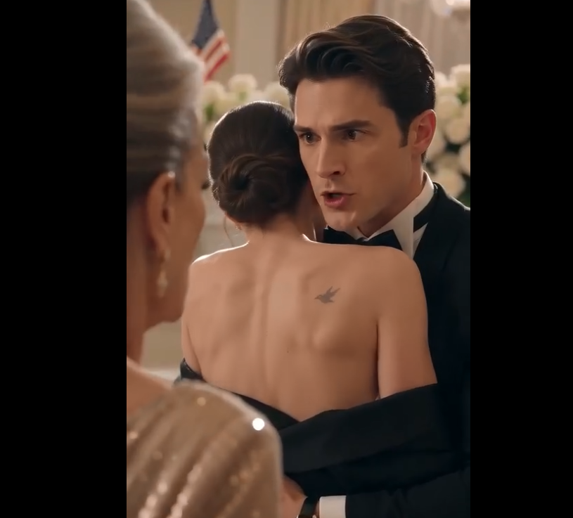 She exposed the bride’s back to shame her. The tiny, faded mark on her shoulder