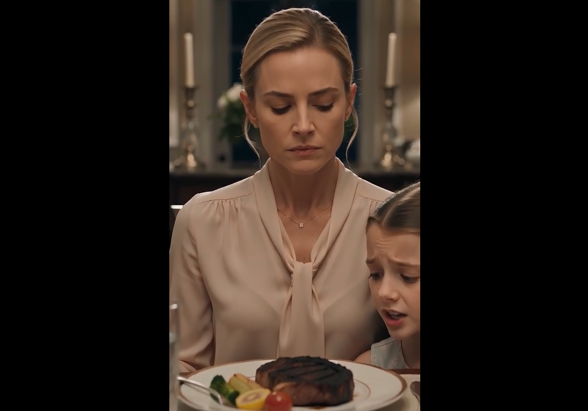 Helen placed a perfectly cooked steak in front of Ethan. Then she dropped a blackened piece of meat onto Lily’s plate and laughed.