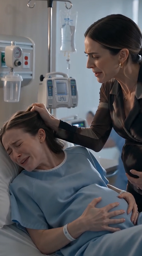I was lying in a hospital bed, one hand resting protectively over my swollen belly, when the door burst open.