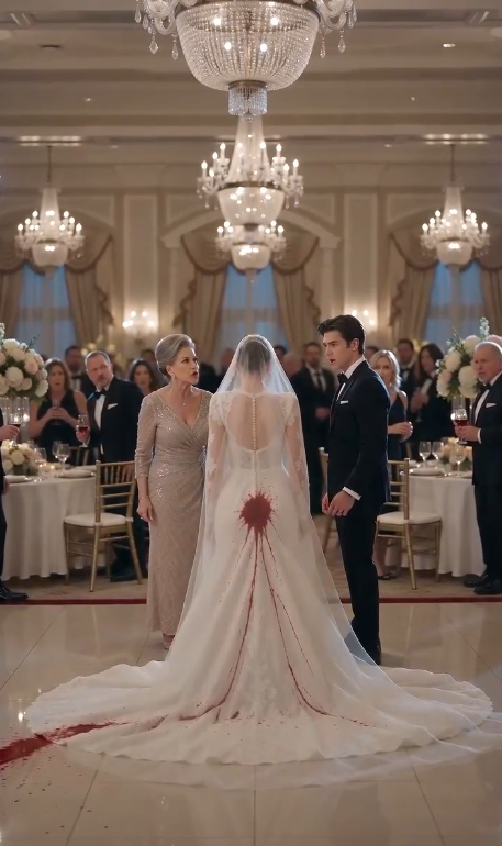 Wine on Her Wedding Dress