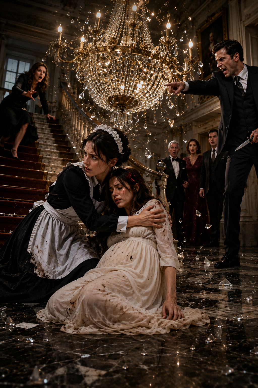 The maid shoved the pregnant woman down the staircase. For one horrifying second, everyone believed they had just witnessed attempted murder.