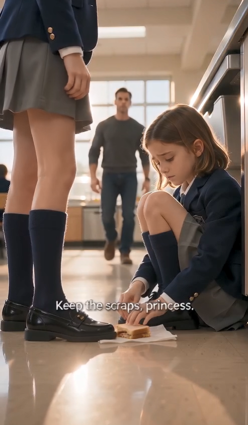 THE BILLIONAIRE FATHER WALKED INTO THE SCHOOL CAFETERIA WITHOUT A SUIT AND SAW HIS DAUGHTER EATING LEFTOVERS... “KEEP THE SCRAPS, PRINCESS,” A GIRL BESIDE HER SAID... WHAT HE DID NEXT LEFT THE ENTIRE SCHOOL FROZEN