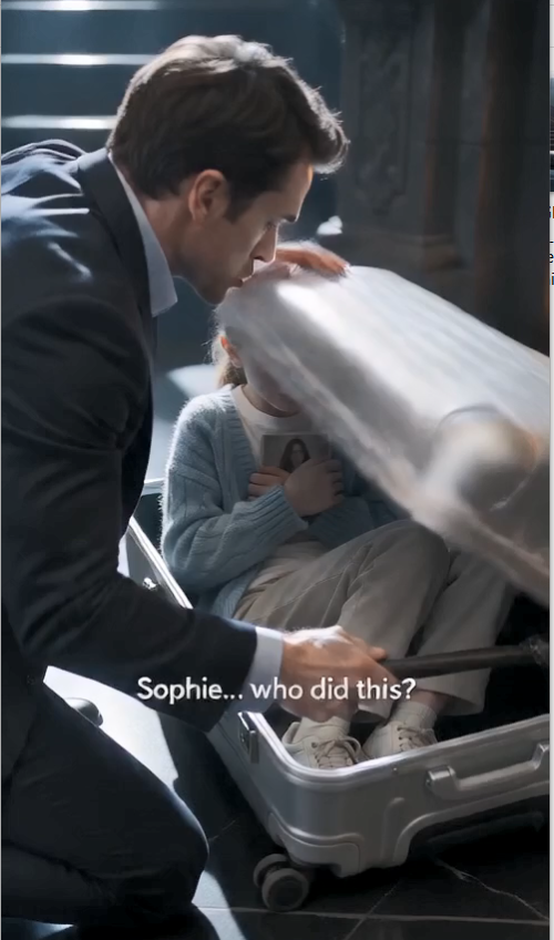 A terrified little girl is trapped inside a locked hard-shell suitcase in a Connecticut mansion.  “Daddy… please open it before she comes back.”