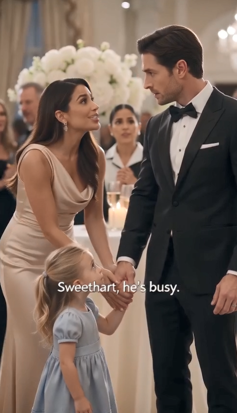 The maid’s three-year-old daughter walked straight through a billionaire’s engagement party, grabbed his hand in front of thirty stunned guests, and whispered,  “Don’t move. Come with me.”