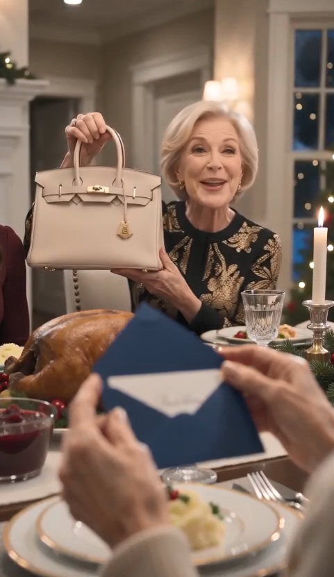 The $4,500 Gucci bag was still shining beneath the Christmas lights when my daughter-in-law handed me a two-dollar greeting card.