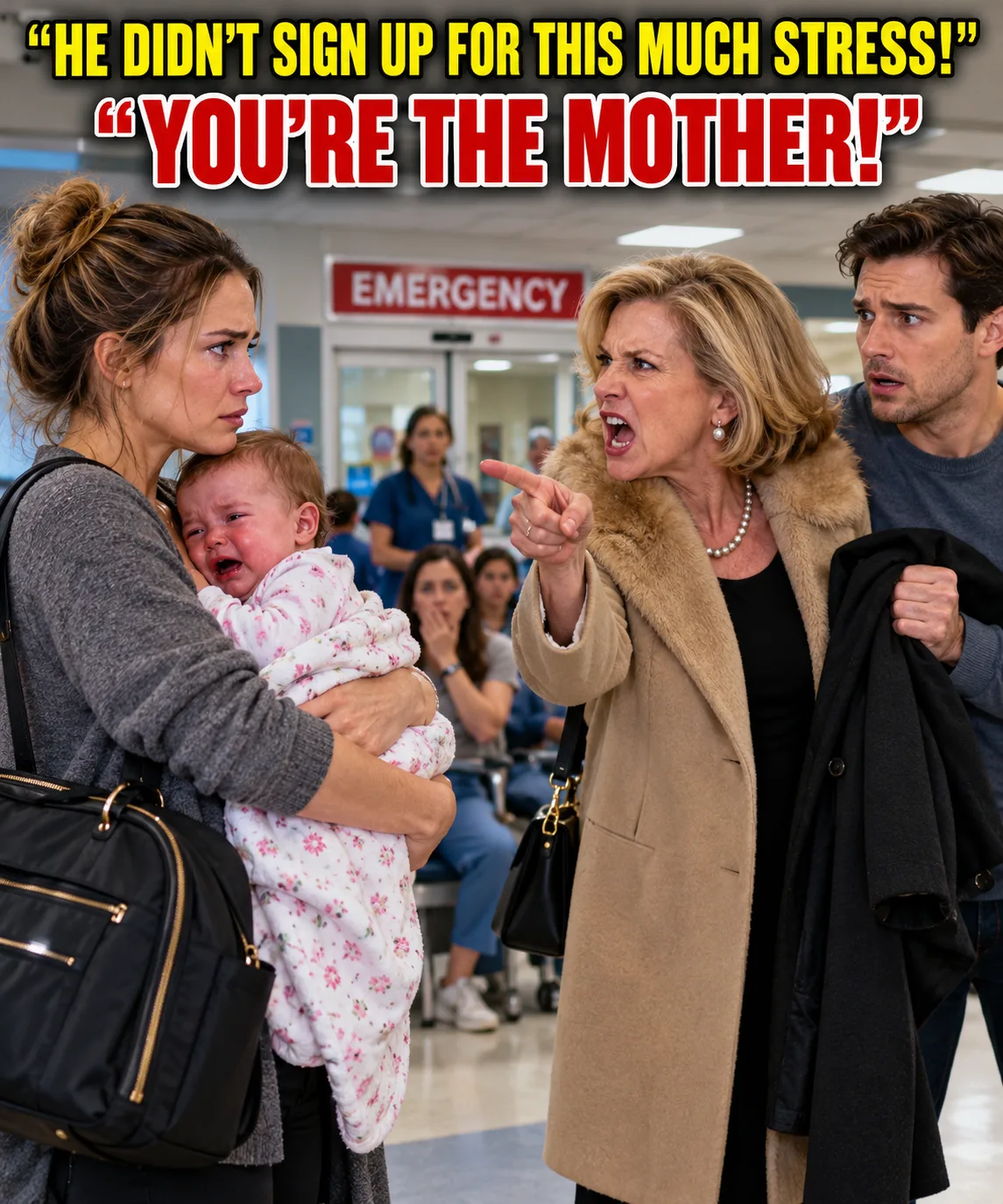 My husband and I were sitting in the ER with our sick baby when my mother-in-law stormed in, grabbed my husband’s coat, and screamed,