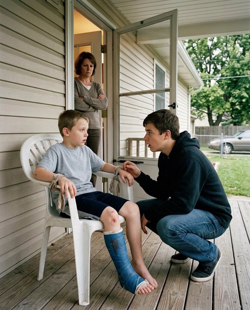 My little brother still had a cast on one leg when I found him tied to a chair on the back porch.