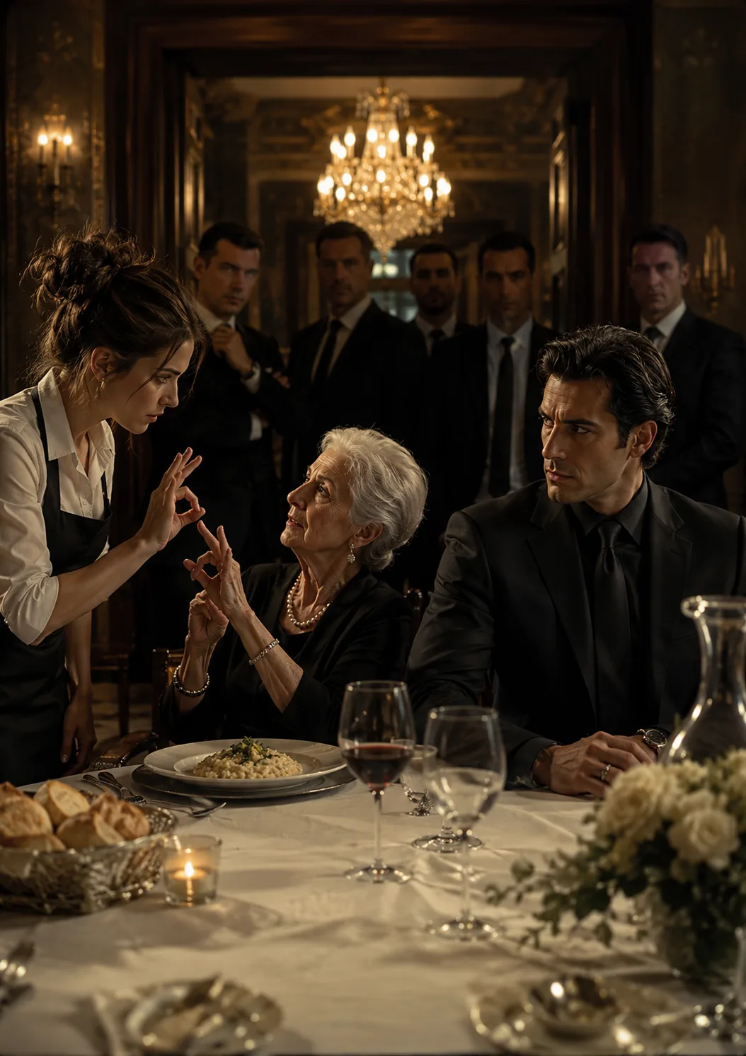 The Mafia Boss Ignored His Deaf Mother’s Signs During Dinner—Until the Exhausted Waitress Suddenly Answered Her in ASL and exposed what his own mother had been trying to tell him.