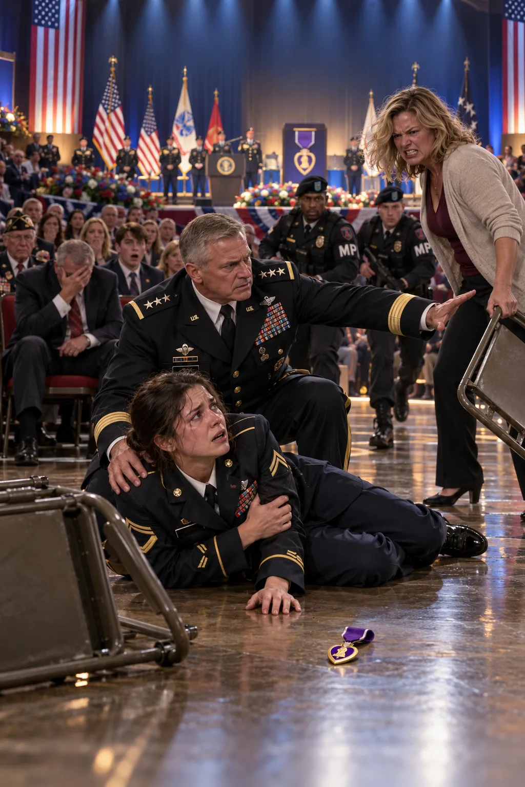 She Attacked Me at My Purple Heart Ceremony—But She Forgot Who Was Watching”.