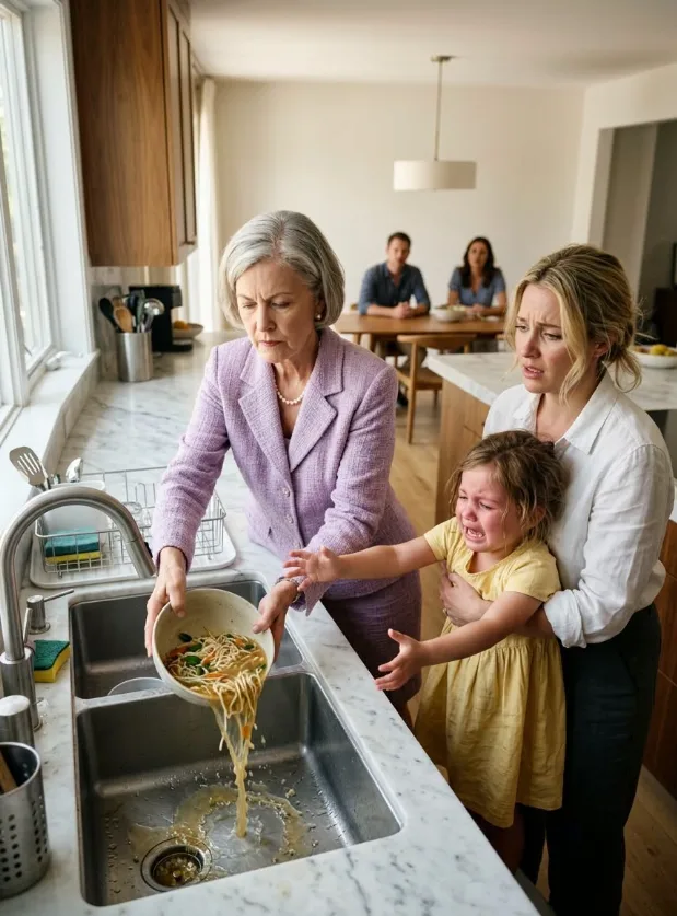 My mother dumped my daughter’s soup into the sink and pointed toward the door.