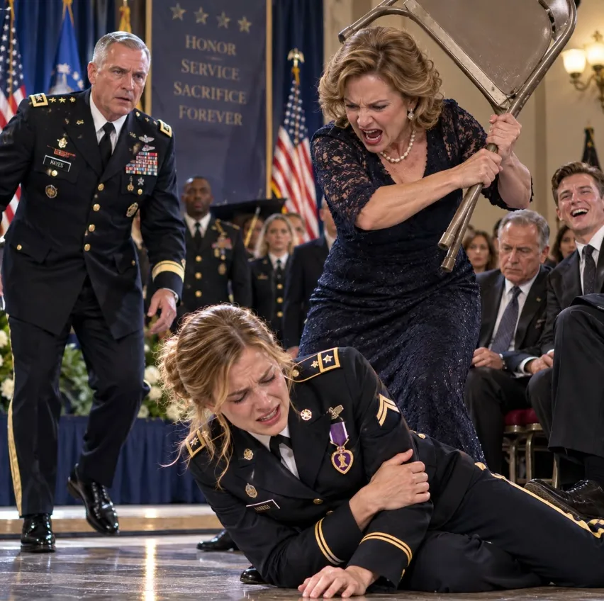 At my Purple Heart ceremony, my stepmother grabbed a metal folding chair and shattered my arm in front of soldiers, veterans, and their families.